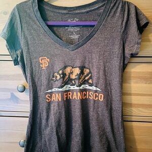 47 Brand San Francisco Bear Tee in Charcoal and Orange